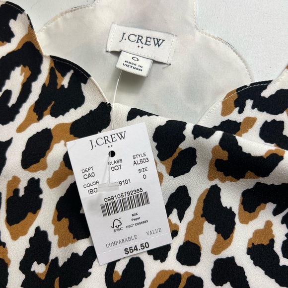 J.Crew Camisole Top Womens Size 0 Brown Animal Leopard Print Scalloped Mobwife - Picture 5 of 8